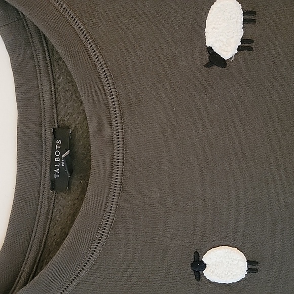 Talbots Olive Green with Sheep Knit Top - Size MP - Picture 4 of 6